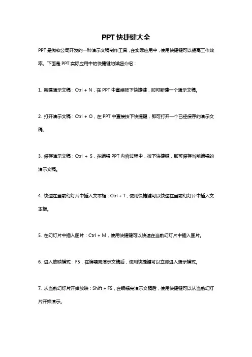 PPT快捷键大全