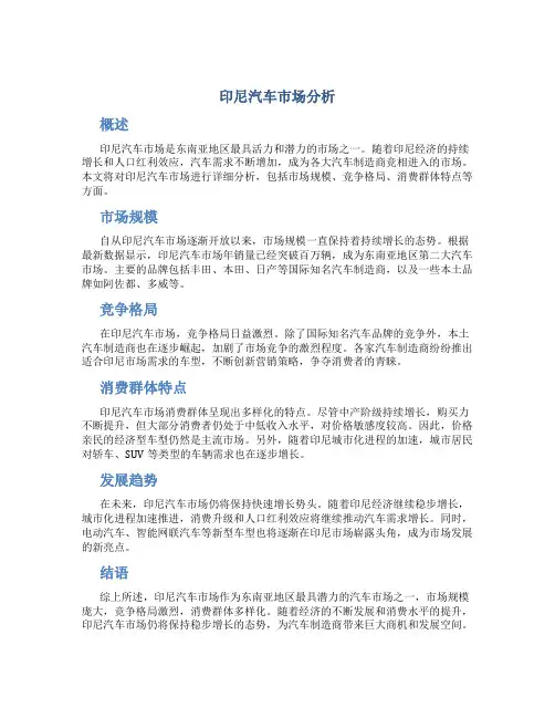 印尼汽车市场分析