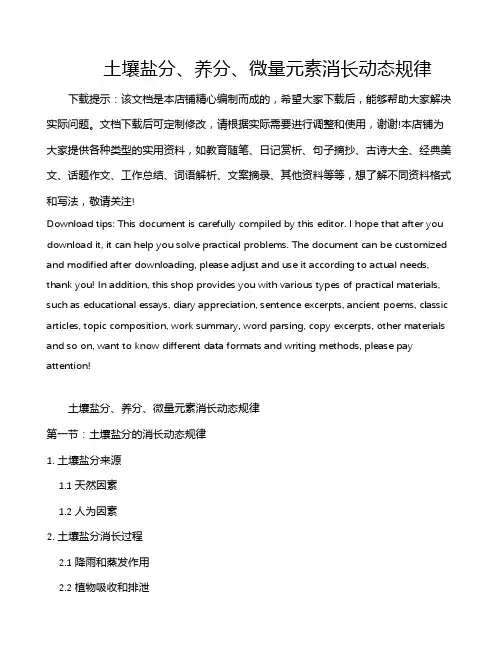 土壤盐分、养分、微量元素消长动态规律