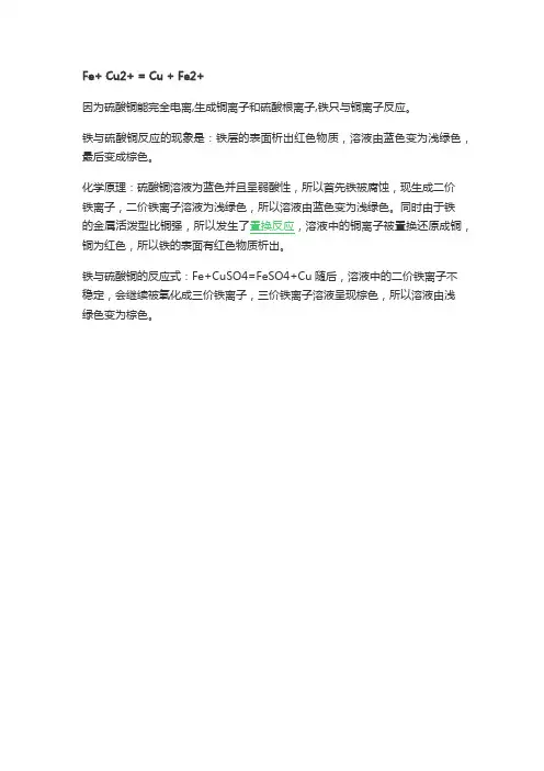 铁和硫酸铜反应离子方程式