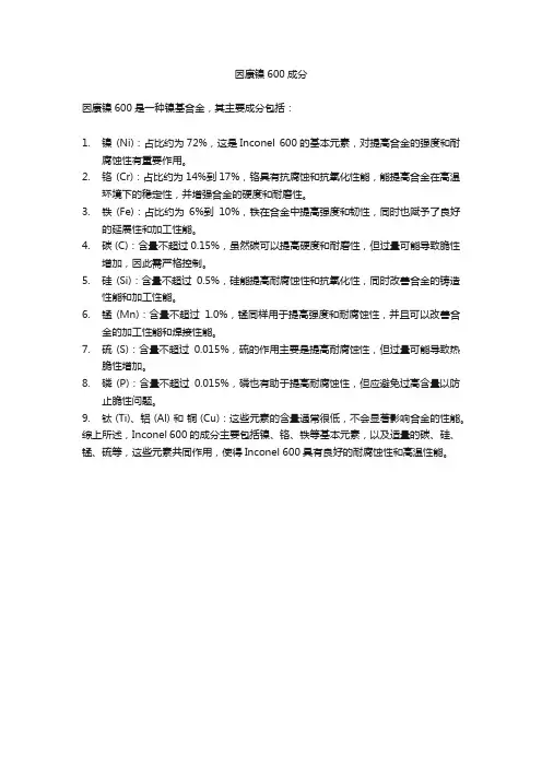 因康镍600成分