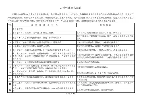 习惯性违章与防范