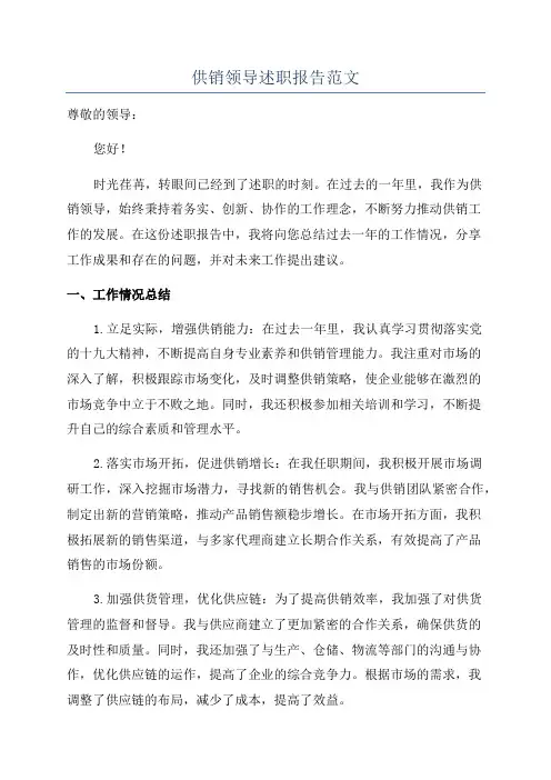 供销领导述职报告范文