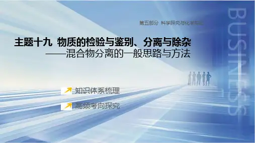 2025年中考化学一轮复习主题十九 物质的检验与鉴别、分离与除杂——混合物分离的一般思路与方法课件