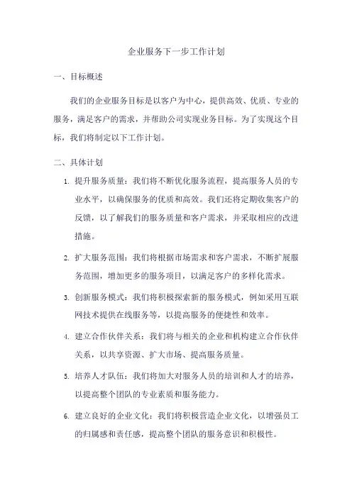企业服务下一步工作计划