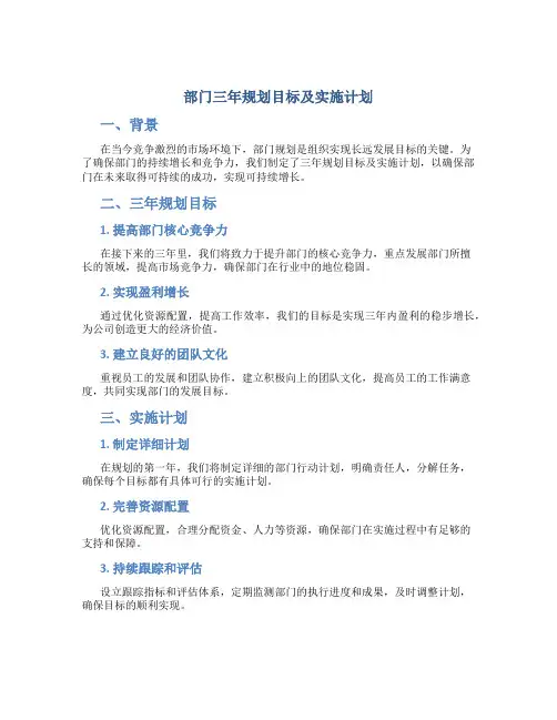 部门三年规划目标及实施计划