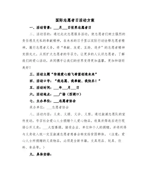 国际志愿者日活动方案（4篇）