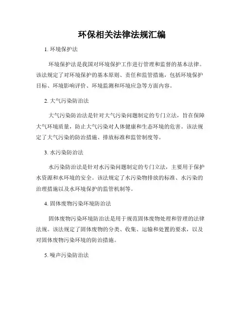 环保相关法律法规汇编