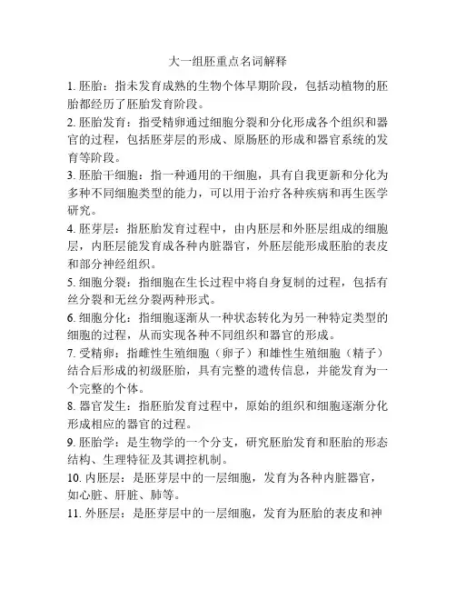 大一组胚重点名词解释