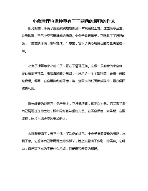 小兔清理垃圾种草有三三两两的脚印的作文