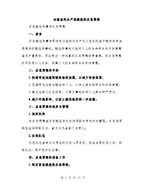 功能助剂生产线酸烧伤应急预案（4篇）
