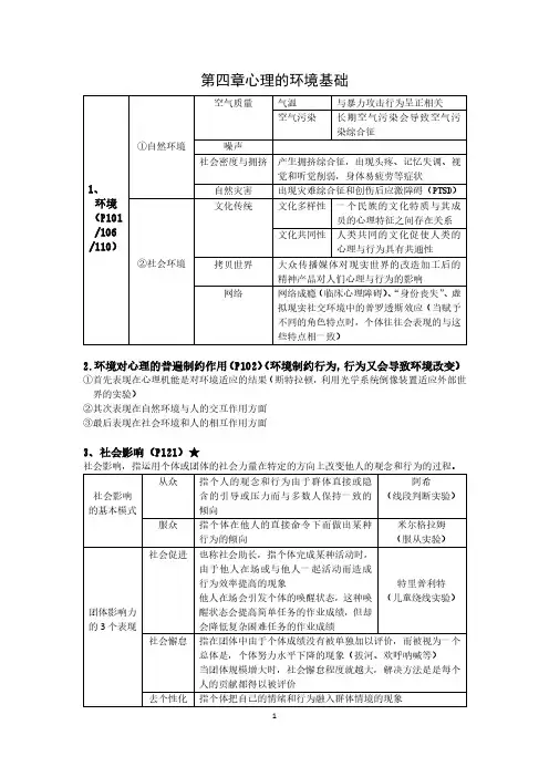 黄庭希版《心理学导论》第四章知识点总结