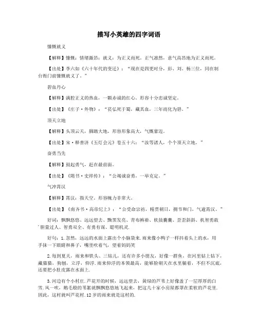 描写小英雄的四字词语
