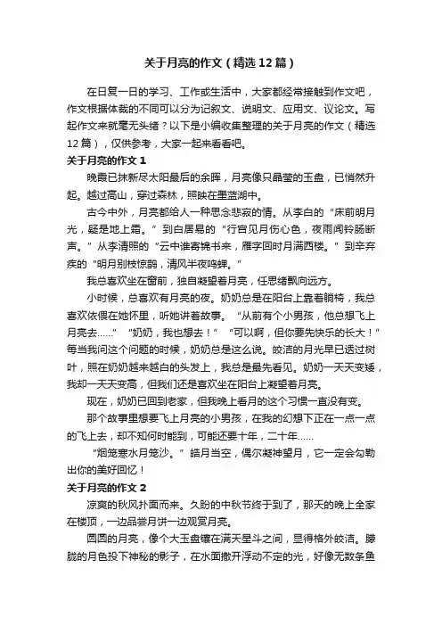 关于月亮的作文（精选12篇）