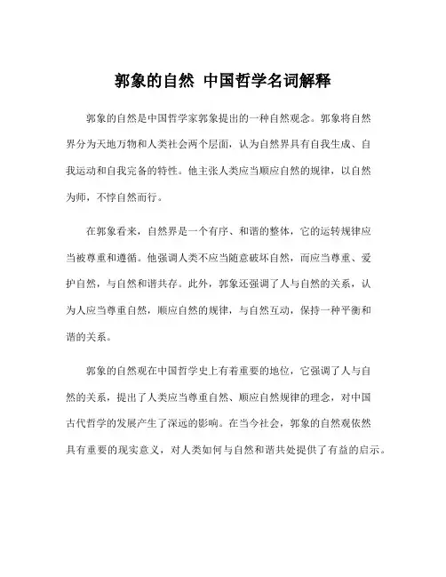 郭象的自然 中国哲学名词解释