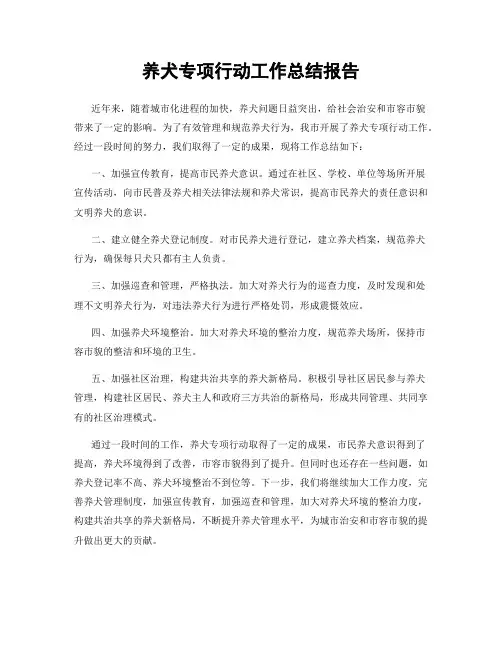 养犬专项行动工作总结报告