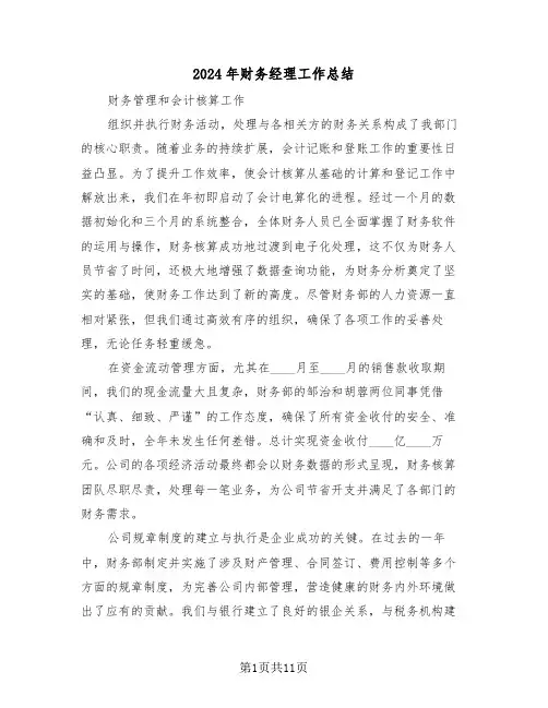 2024年财务经理工作总结（5篇）