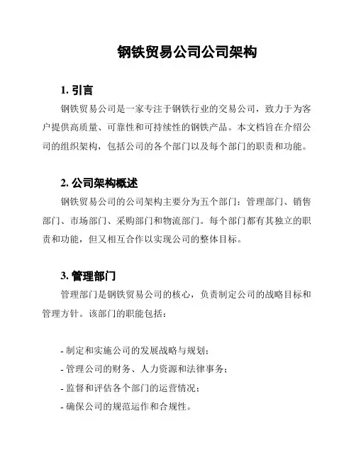 钢铁贸易公司公司架构