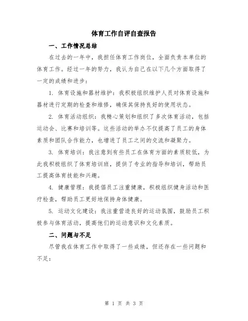 体育工作自评自查报告