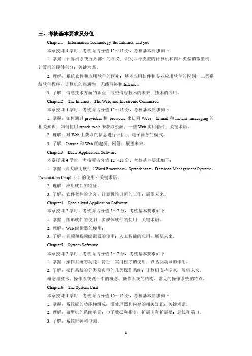 《计算机专业英语》课程考核大纲