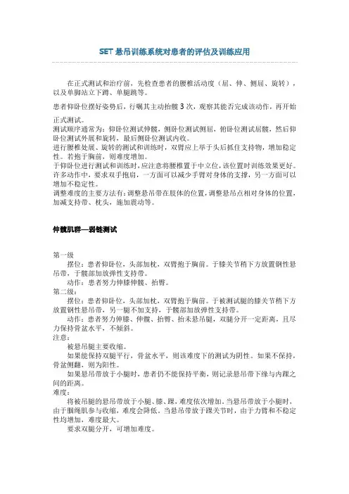 SET悬吊训练系统对患者的评估及训练应用