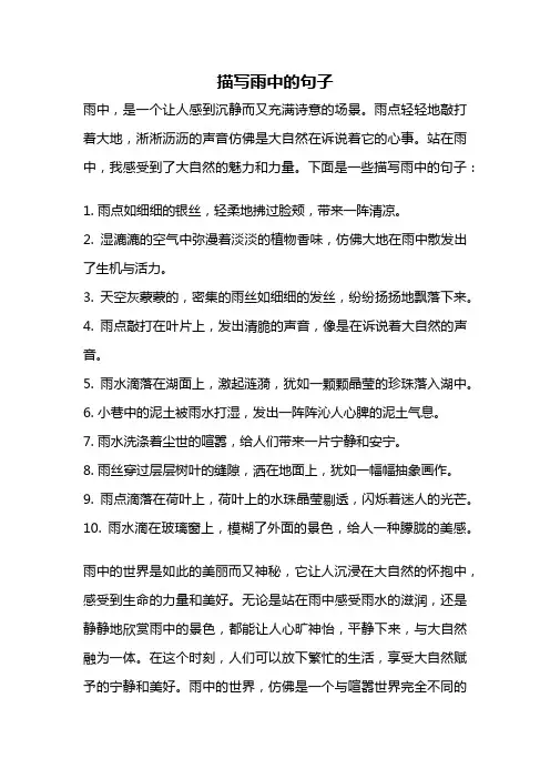 描写雨中的句子