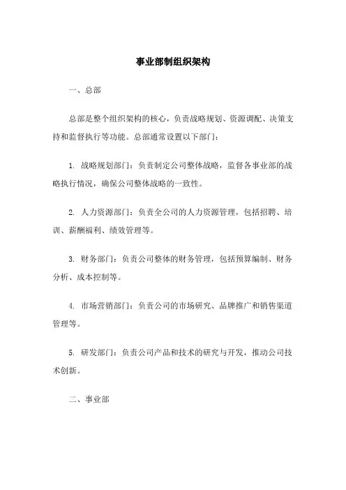 事业部制组织架构