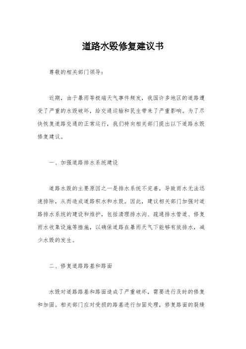 道路水毁修复建议书