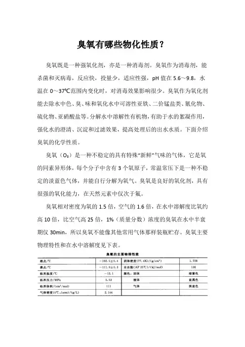 臭氧有哪些物化性质