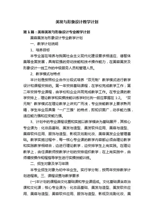美发与形象设计教学计划