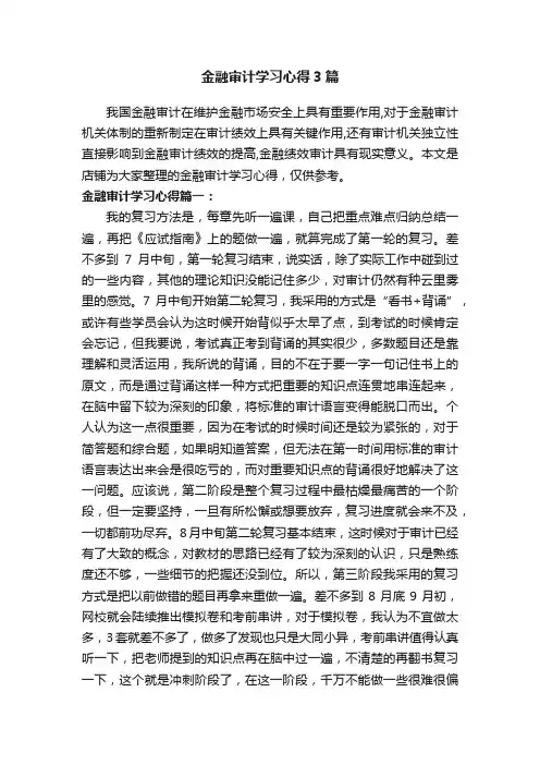 金融审计学习心得3篇