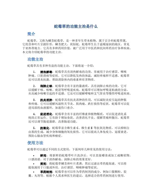 蛇莓草的功能主治是什么