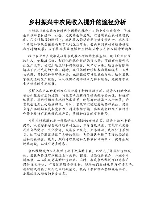 乡村振兴中农民收入提升的途径分析