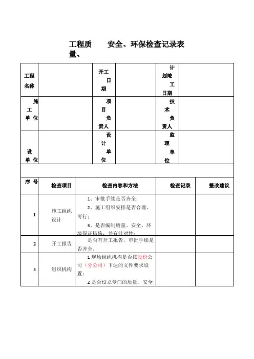 施工现场检查记录表