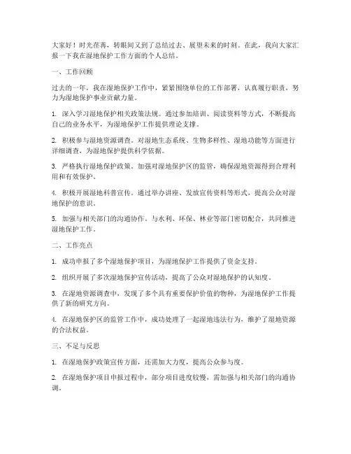 湿地工作总结个人发言