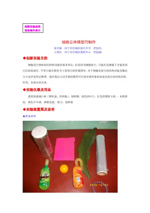 创新实验设计：细胞立体模型巧制作