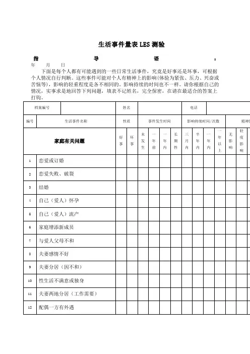 生活事件量表LES版