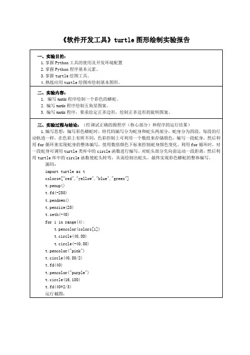 《软件开发工具》turtle图形绘制实验报告