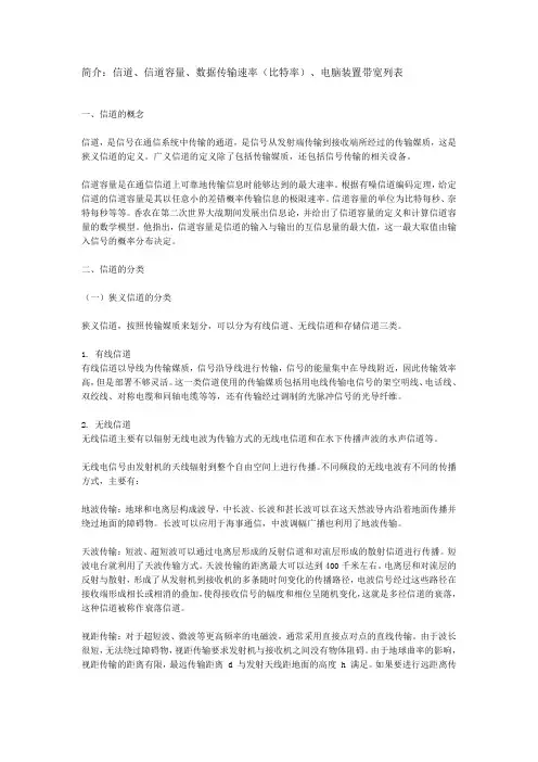 信道、信道容量、数据传输速率