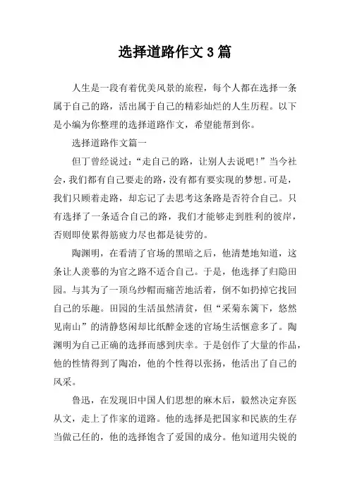 选择道路作文3篇
