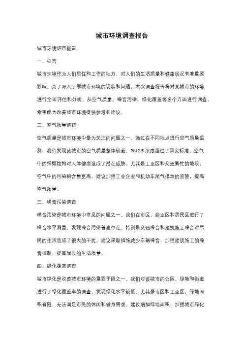 城市环境调查报告