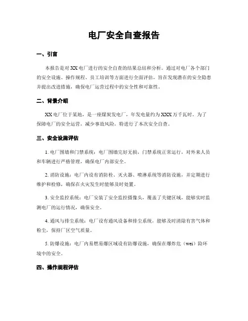 电厂安全自查报告