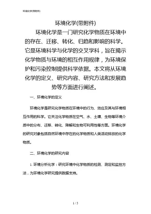 2024年环境化学(带)