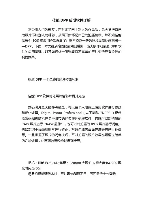 佳能DPP后期软件详解