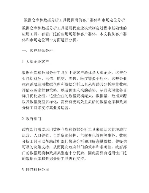 数据仓库和数据分析工具提供商的客户群体和市场定位分析