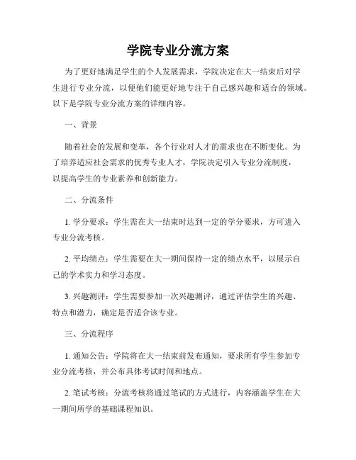 学院专业分流方案