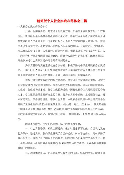 精简版个人社会实践心得体会三篇