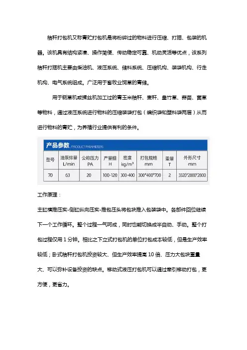 秸秆打包机的工作原理
