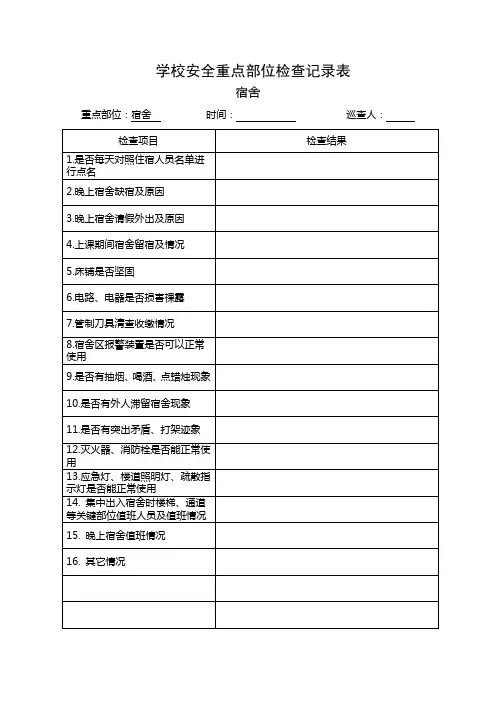 学校安全检查管理台账