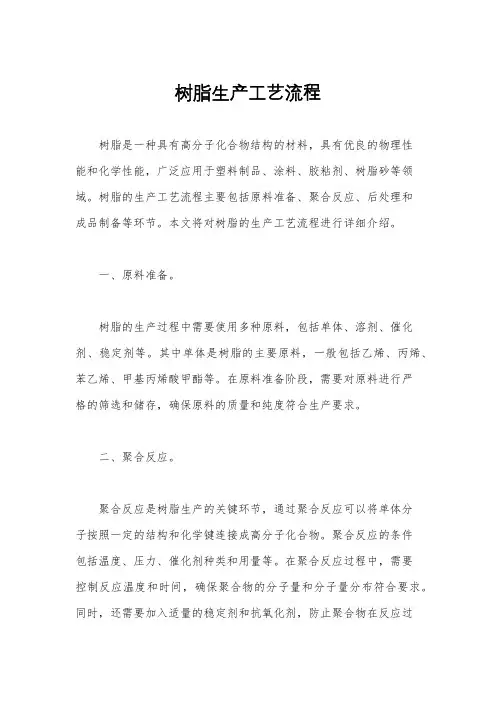 树脂生产工艺流程